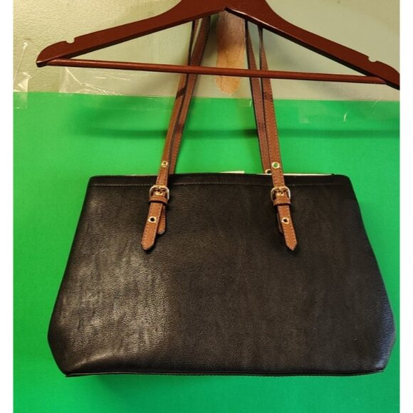 Women's Calvin Klein Handbag Pebbled Black & White Lily Tote Bag - Picture 3 of 9